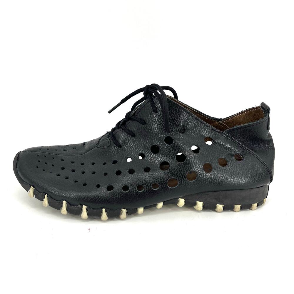 Litfoot Women's black perforated‎ leather Oxford comfort shoes LF9010 EU37 US6.5